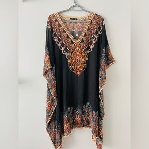 V neck Kaftan Dress Black